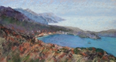 First View of the French Riviera - Pastel by Lyn Jensen